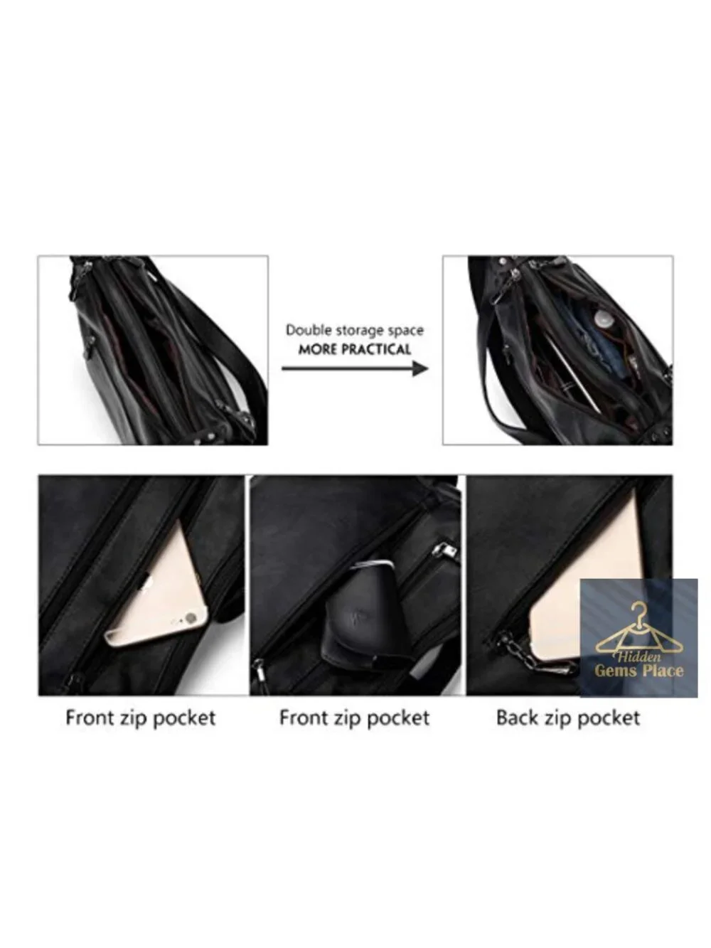 PU Leather Crossbody Hobo Bag Multi-Pocket Shoulder Tote